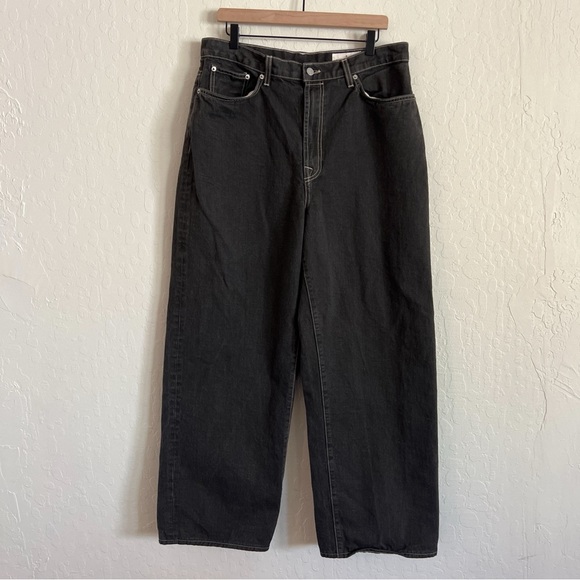 Imogene + Willie Molly Powell Wide Leg Jeans 31 Japanese Denim Black Slouchy - Picture 7 of 13